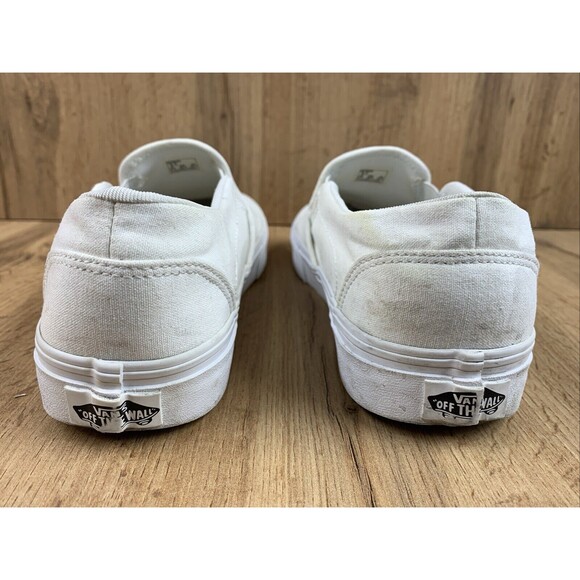 VANS Off The Wall Classic Slip On Skate Loafer Shoes Size 9 White Canvas 721356 - Picture 7 of 16
